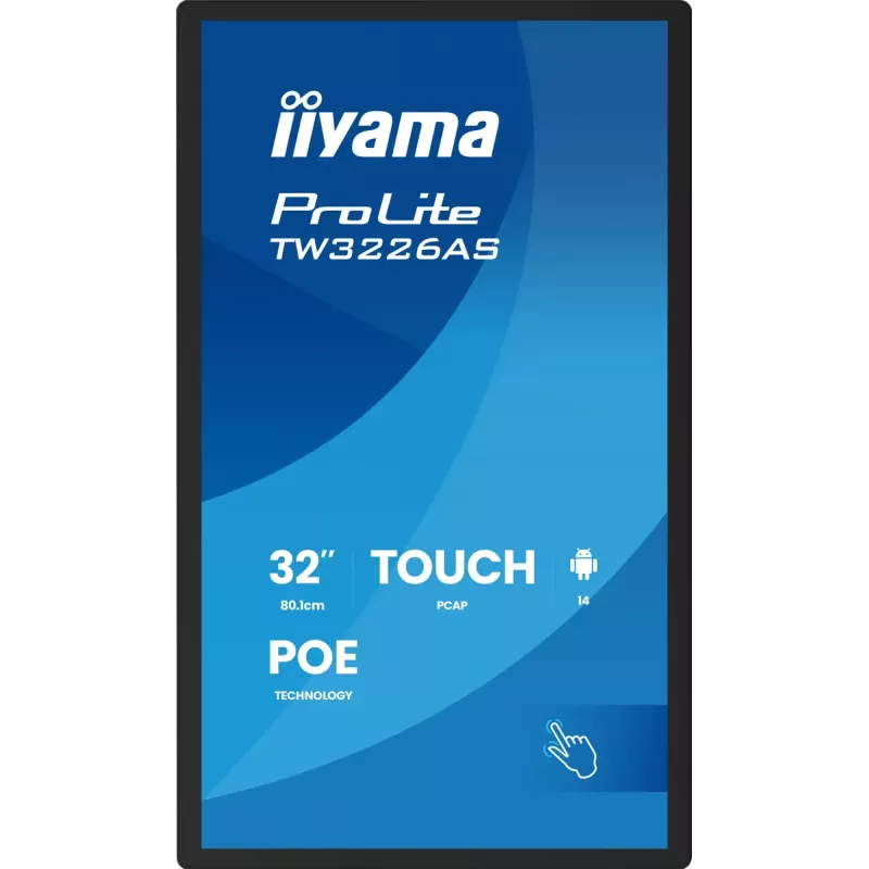 iiyama TW3226AS-B3P Wyświetlacz reklamowy typu kiosk 80 cm (31,5 cala) LED Wi-Fi 430 cd/m² Full HD Czarny Ekran dotykowy Wbudowany procesor Android 24/7