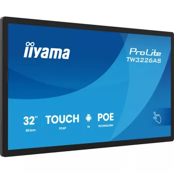 iiyama TW3226AS-B3P Wyświetlacz reklamowy typu kiosk 80 cm (31,5 cala) LED Wi-Fi 430 cd/m² Full HD Czarny Ekran dotykowy Wbudowany procesor Android 24/7