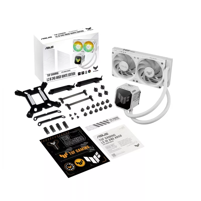 Chłodzenie cieczą typu all-in-one ASUS TUF GAMING LC III 240 ARGB WHT – chłodnica 240 mm, 2 wentylatory 120 mm, PWM, białe