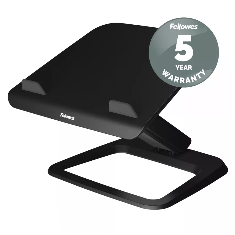Podstawka pod laptopa Fellowes na biurko – Hana LT – podstawka pod laptopa do domu i biura – regulowana podstawka pod laptopa z 3 poziomami regulacji wysokości – maks. rozmiar monitora 19 cali, maks. waga 4,5 kg – czarna