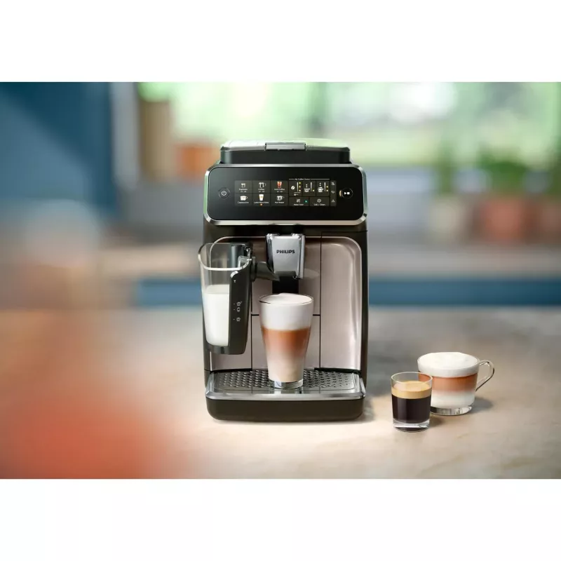 Ekspres do kawy Philips EP3349/70 — w pełni automatyczny, 15 barów, pojemnik na ziarna 275 g, młynek ceramiczny, pojemnik na mleko