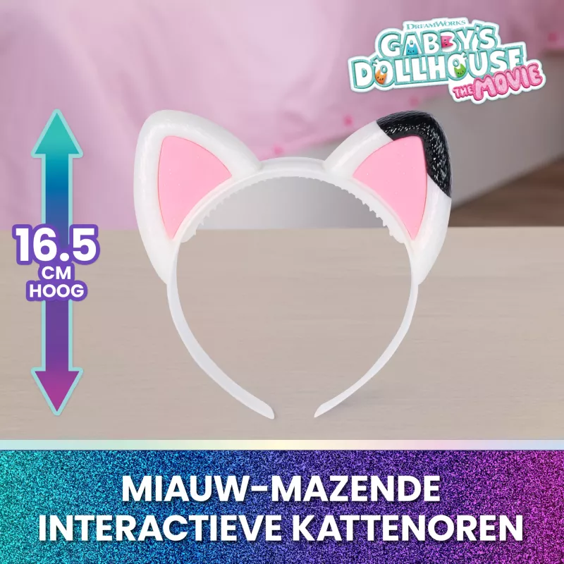 Gabby's Dollhouse: Film, Meow-mazing Interaktywne Uszy, Opaska ze Światłami, Dźwiękami i 3 Trybami Zabawy, Zabawki dla Dziewczynek i Chłopców od 3 Lat