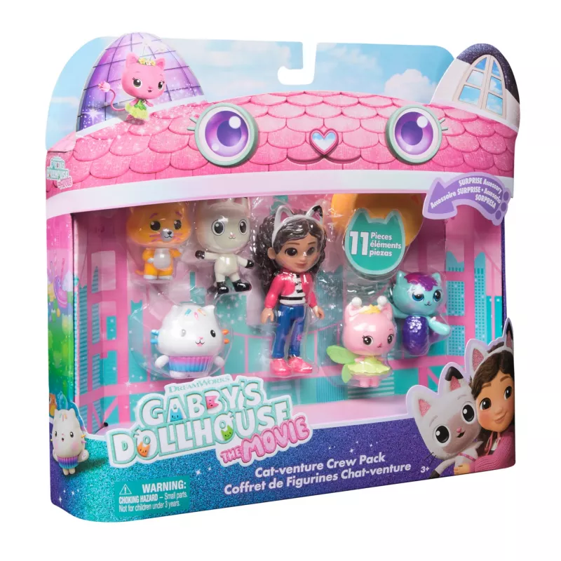 Gabby's Dollhouse DREAMWORKS The Movie, Zestaw Cat-venture Crew, 11-elementowy zestaw figurek z akcesoriami, zabawki dla dziewczynek i chłopców od 3 lat
