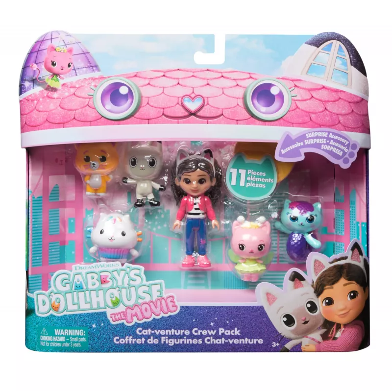 Gabby's Dollhouse DREAMWORKS The Movie, Zestaw Cat-venture Crew, 11-elementowy zestaw figurek z akcesoriami, zabawki dla dziewczynek i chłopców od 3 lat