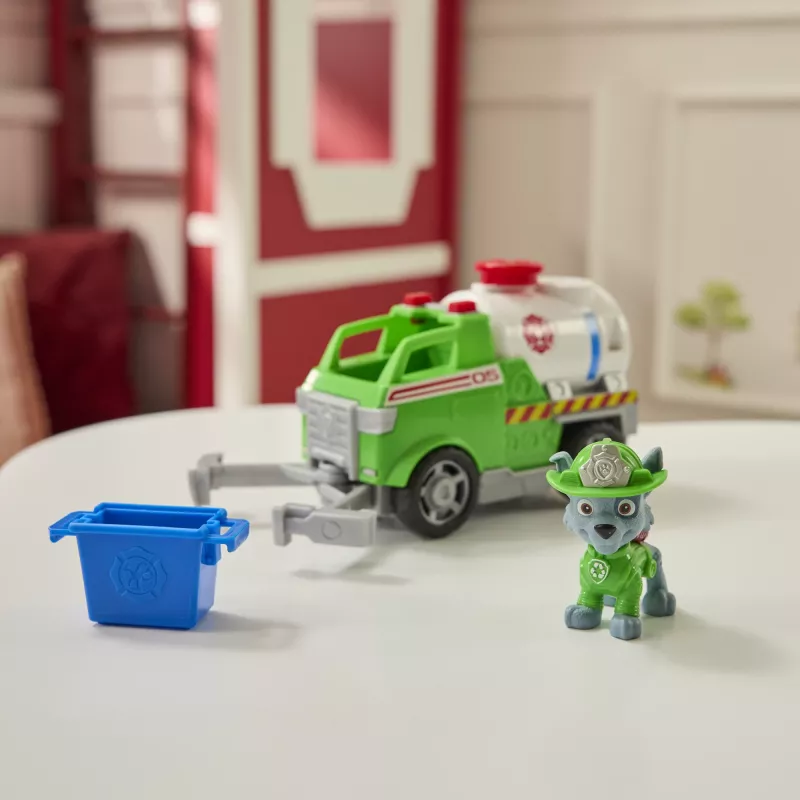 PAW Patrol Fire Rescue: Cysterna pożarnicza Rocky'ego z figurką akcji, chwytakiem i zabawkową ciężarówką, zabawki dla chłopców i dziewczynek od 3 lat