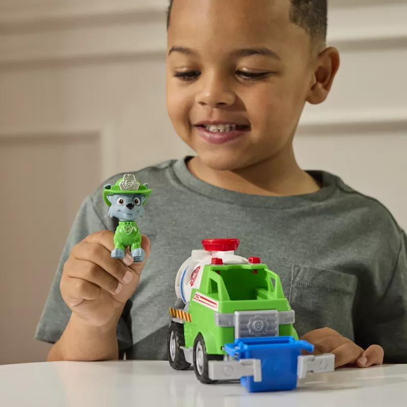 PAW Patrol Fire Rescue: Cysterna pożarnicza Rocky'ego z figurką akcji, chwytakiem i zabawkową ciężarówką, zabawki dla chłopców i dziewczynek od 3 lat