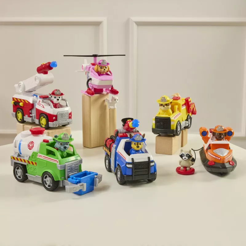 PAW Patrol Fire Rescue: Cysterna pożarnicza Rocky'ego z figurką akcji, chwytakiem i zabawkową ciężarówką, zabawki dla chłopców i dziewczynek od 3 lat