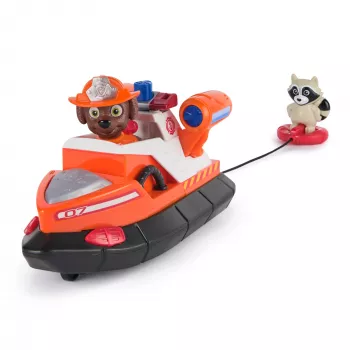 PAW Patrol Fire Rescue: Zuma Rescue Fire Boat z figurką, wyrzutnią koła ratunkowego, szopem i łódką, zabawki dla chłopców i dziewczynek od 3 lat