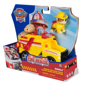 PAW Patrol Fire Rescue: Rubble Rescue Fire Dump Truck z figurką, pociskami i ciężarówką-zabawką, zabawki dla chłopców i dziewczynek od 3 lat