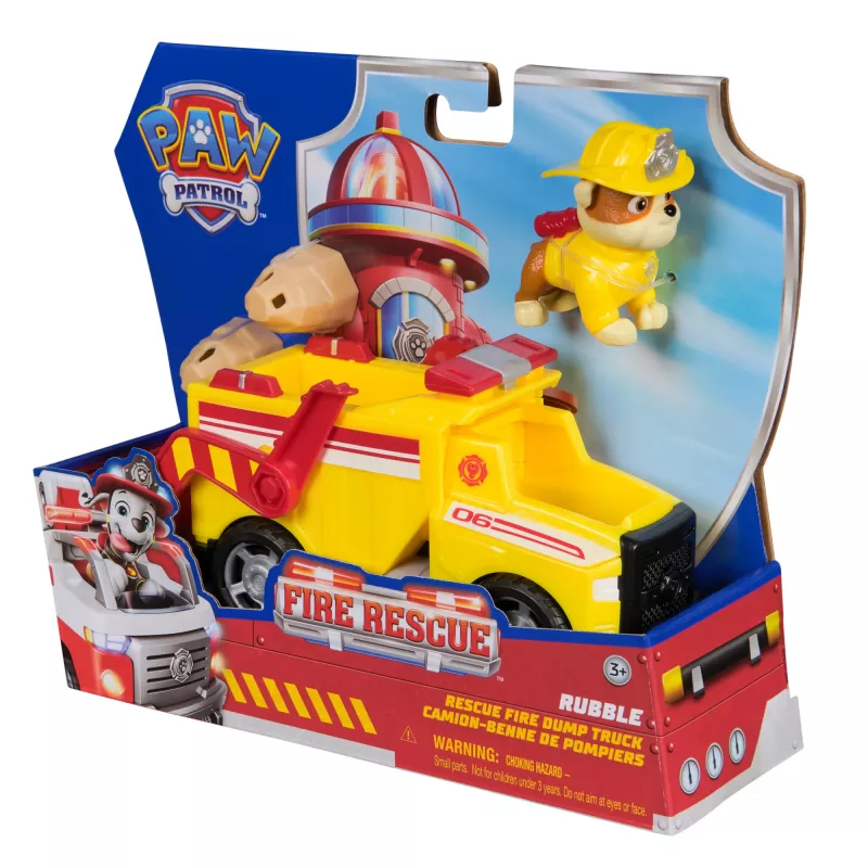PAW Patrol Fire Rescue: Rubble Rescue Fire Dump Truck z figurką, pociskami i ciężarówką-zabawką, zabawki dla chłopców i dziewczynek od 3 lat