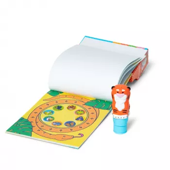 Melissa & Doug Sticker WOW 24-stronicowy blok z naklejkami i stempel do naklejek, 300 naklejek, zabawka antystresowa do prac plastycznych, kolekcjonerska postać – Tygrys – z certyfikatem FSC