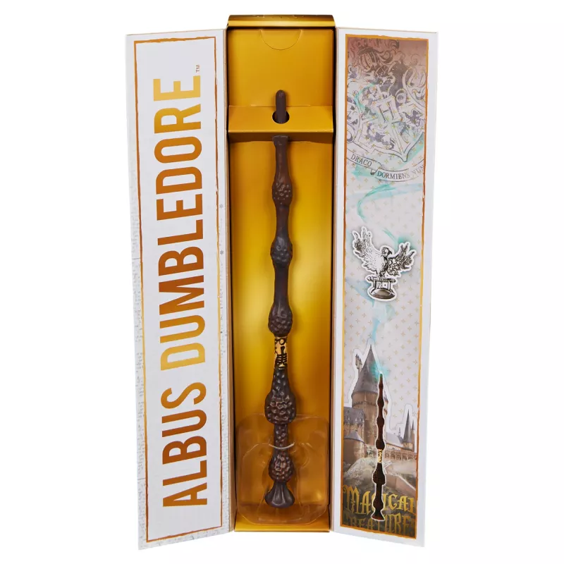 Wizarding World Harry Potter, 12-calowa Magiczna Kolekcjonerska Różdżka Albusa Dumbledore’a z podstawką i odlewaną ikoną, Magiczne Stworzenia, akcesorium do kostiumów