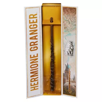 Wizarding World Harry Potter, 12-calowa magiczna różdżka kolekcjonerska Hermiony Granger z podstawką i odlewaną ikoną, Magiczne Stworzenia, dodatek do kostiumów