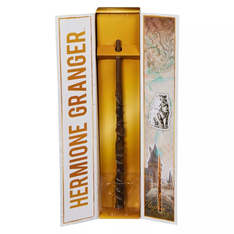 Wizarding World Harry Potter, 12-calowa magiczna różdżka kolekcjonerska Hermiony Granger z podstawką i odlewaną ikoną, Magiczne Stworzenia, dodatek do kostiumów