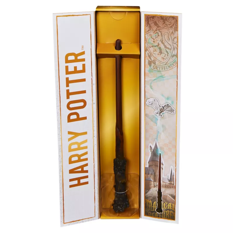 Wizarding World Harry Potter, 12-calowa magiczna różdżka kolekcjonerska Harry'ego Pottera ze stojakiem i odlewaną ikoną, Magiczne Stworzenia, akcesorium do kostiumów