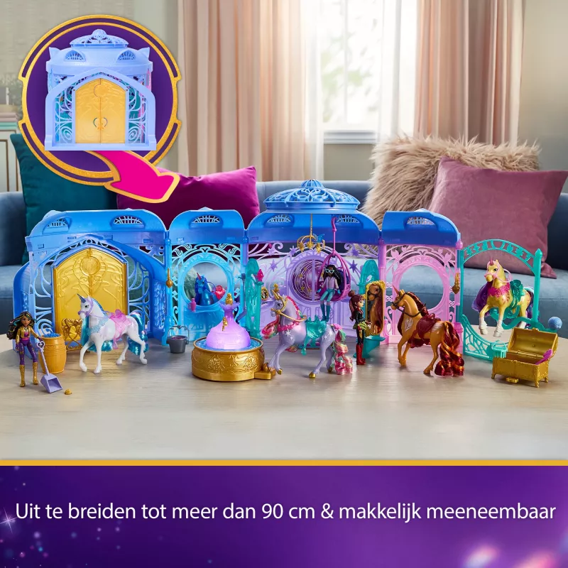 Zestaw zabawowy Spin Master Unicorn Academy ze stajnią, fontanną, efektami świetlnymi i dźwiękowymi