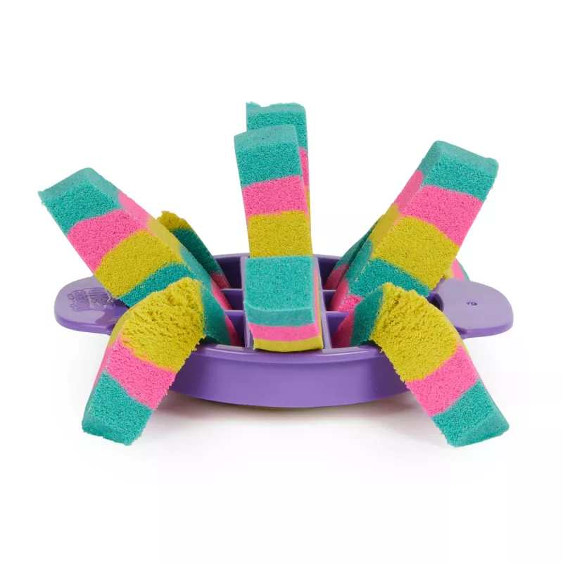 Kinetic Sand, Ultimate Sandisfying Set z 2 funtami piasku kinetycznego (różowy, żółty i turkusowy), 10 narzędziami i foremkami, zabawki sensoryczne dla dzieci od 7 lat