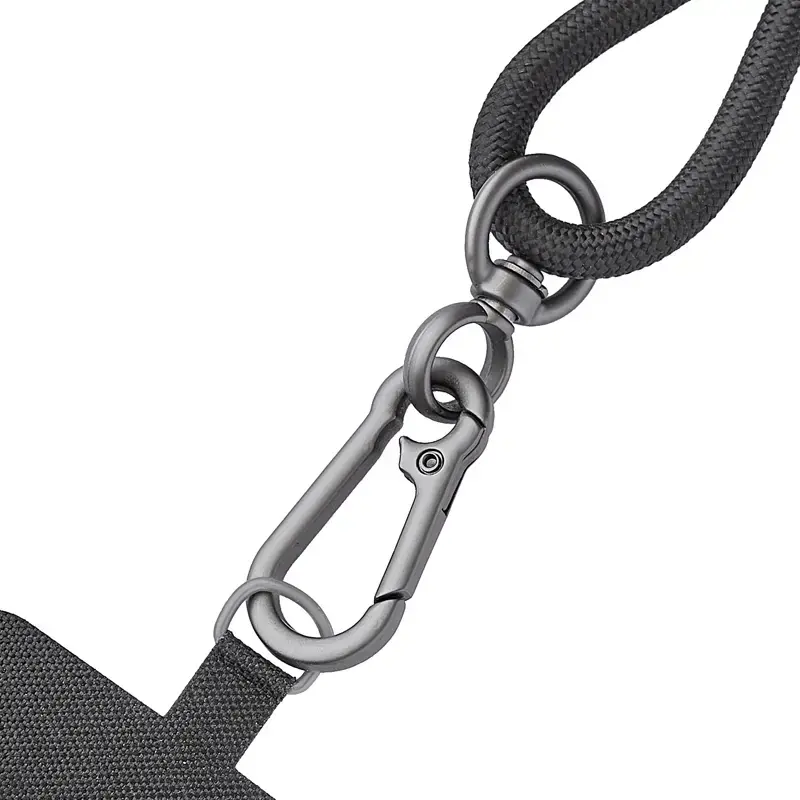 Intenso USB-C Ładująca Smycz Naszyjnik na Telefon Kabel 60W Szybkie Ładowanie Regulowana Długość 1,65m Nylon Czarny