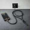 Intenso USB-C Ładująca Smycz Naszyjnik na Telefon Kabel 60W Szybkie Ładowanie Regulowana Długość 1,65m Nylon Czarny
