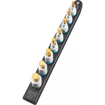 Zestaw nasadek Hazet 986-SR/8, 8-częściowy, krótkie nasadki sześciokątne, 6–17 mm, czarny