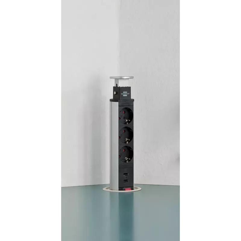 Power Extension Brennenstuhl 1396200013 2m 3 AC Outlets Indoor Aluminium Czarny