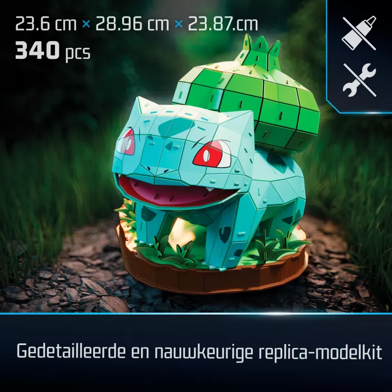 4D Build, model 3D Pokémon Bulbasaur, figurka Pokémon, kolekcja Kanto First Partner, dekoracja na biurko, 195 elementów, dla wieku 12+