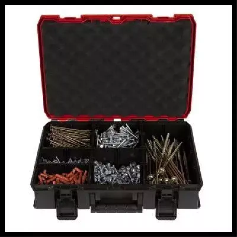 Skrzynka na drobne części Einhell E-Case S-F z polipropylenu, czarno-czerwona, 42x28x9,5 cm
