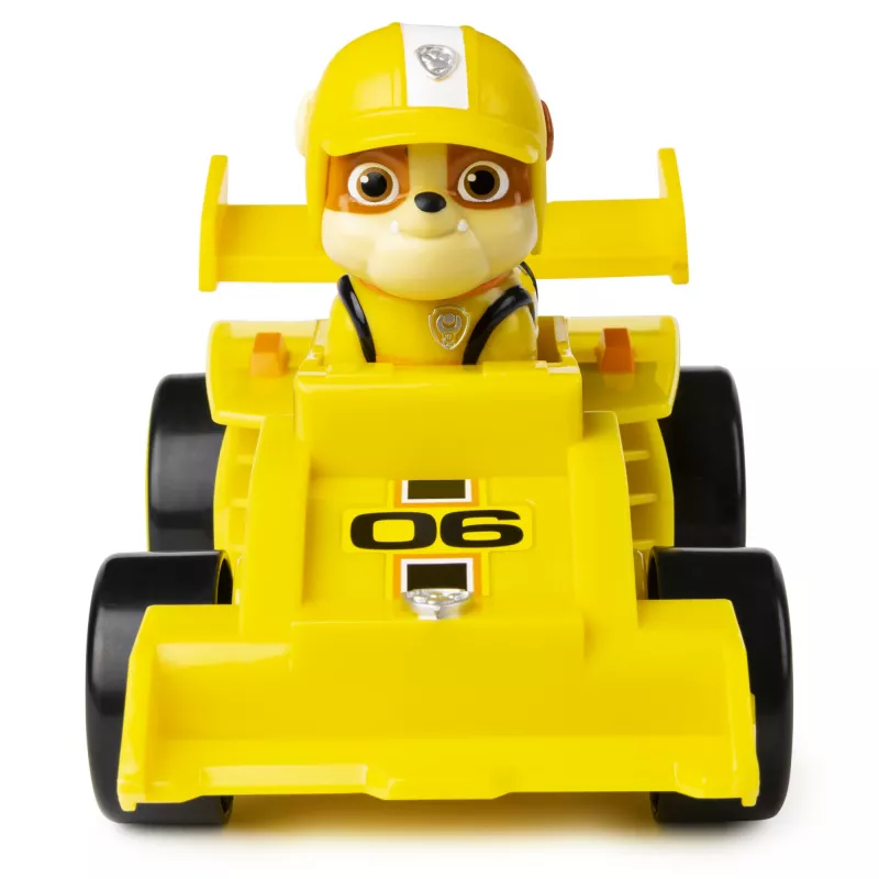 PAW Patrol , Ready, Race, Rescue Rubble’s Race & Go Deluxe Vehicle with Sounds, for Kids Aged 3 and Up