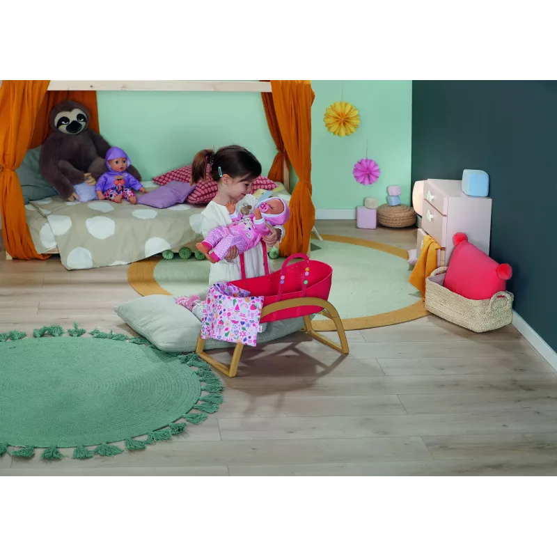 Kołyska dla lalek zapf creation BABY born 3-w-1 Pinplay — mebelki dla lalek, przekształcana kołyska/łóżeczko/nosidełko
