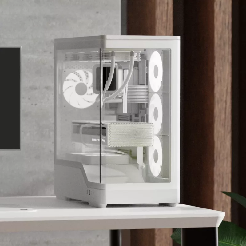 Obudowa PC AEROCOOL Geh Midi P500A biały — obudowa mid-tower ATX, białe wykończenie