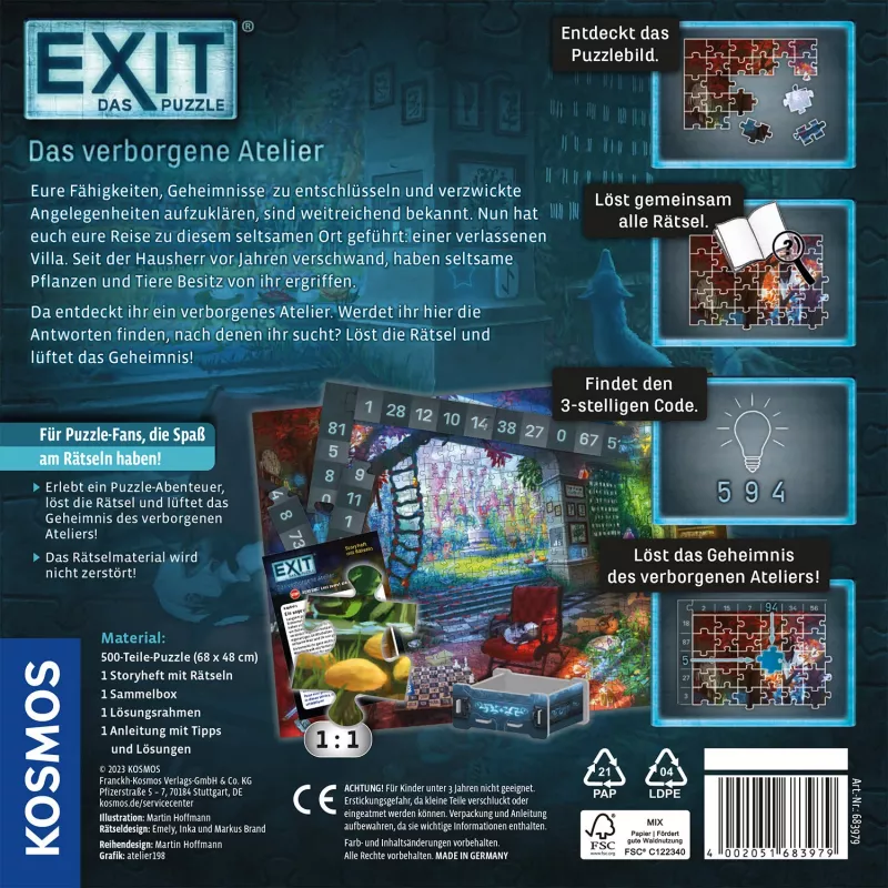 Puzzle Kosmos EXIT – The Puzzle: The Hidden Atelier, 500 elementów