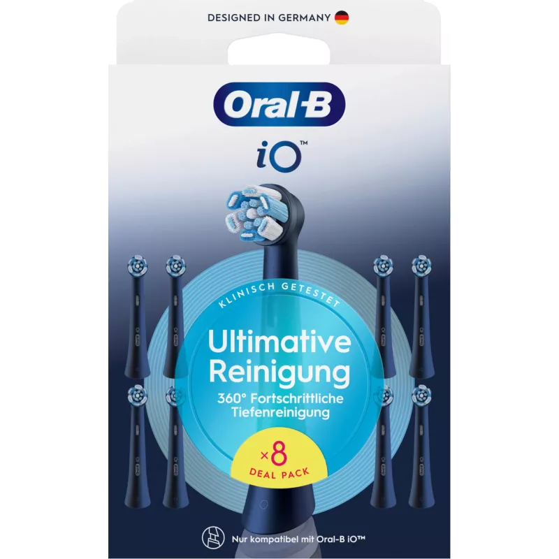 Oral-B iO Ultimate Clean wymienne końcówki szczoteczki — 8 szt., czarny, do doskonałego usuwania płytki nazębnej