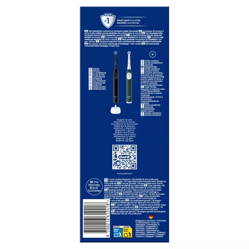 Szczoteczka elektryczna BRAUN Oral‑B iO Series 2 Duo Czarna/Zielona, akumulatorowa, model 62418