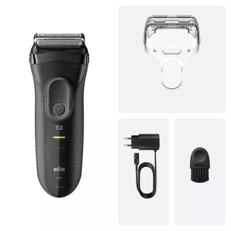 Foil shaver BRAUN Serie 3 3000S, szary, foil system, built-in NiMH bateria, AC/bateria power, 57×48×156 mm