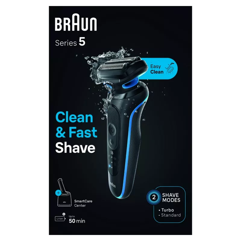 Braun Series 5 52-B7000cc Golarka foliowa Trymer Czarny Bateria Litowo-Jonowa