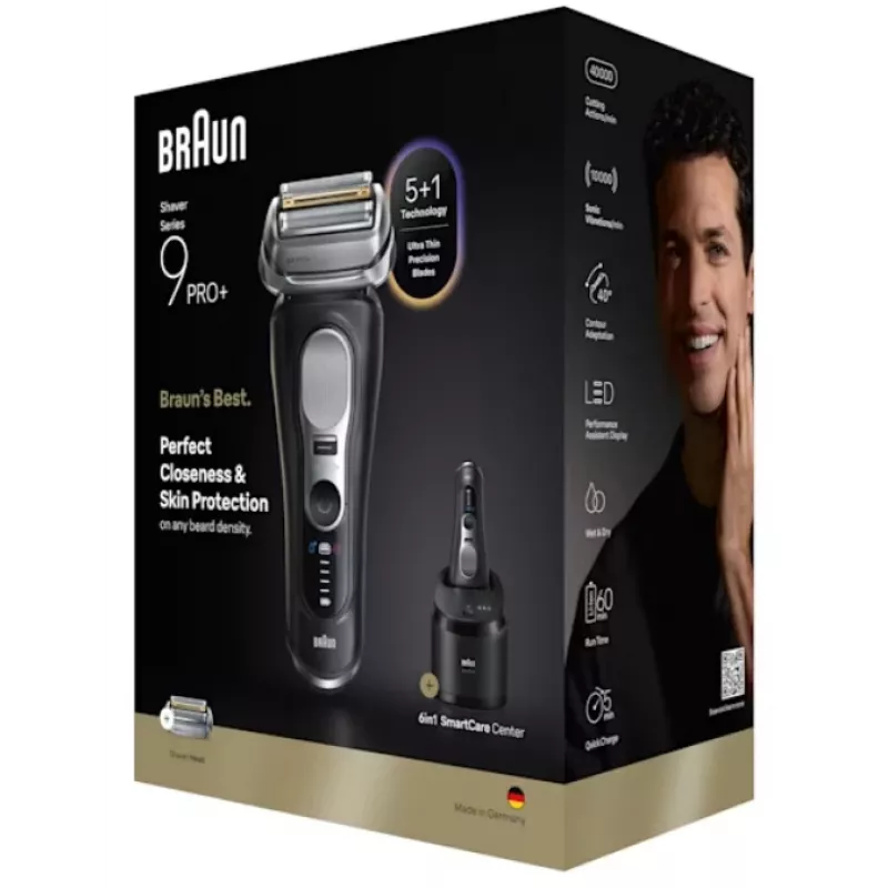 Golarka foliowa Braun Series 9 Pro+ 9660CC Czarna Srebrna Stal nierdzewna