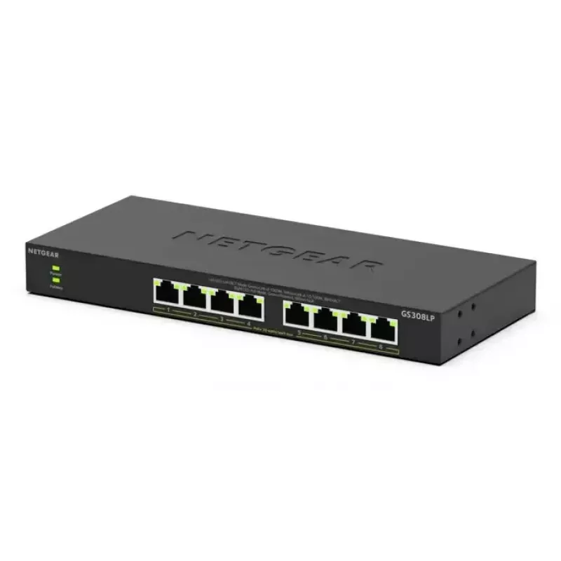 NETGEAR GS308LP Niezarządzalny przełącznik Gigabit Ethernet (10/100/1000) Power over Ethernet (PoE) Desktop Czarny