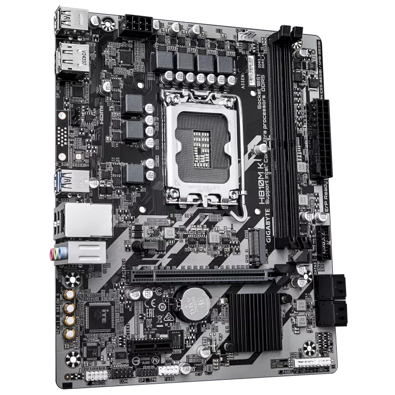 GIGABYTE H810M K Micro ATX Płyta Główna dla Intel Core Ultra (Seria 2) — LGA 1851, DDR5 do 6400MHz, 1x PCIe 4.0 M.2, 1GbE