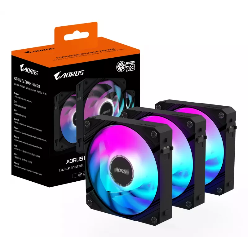 GIGABYTE AORUS EZ CHAIN FAN 120 (3-Pack) Płyta główna 12 cm Czarny 3 szt.