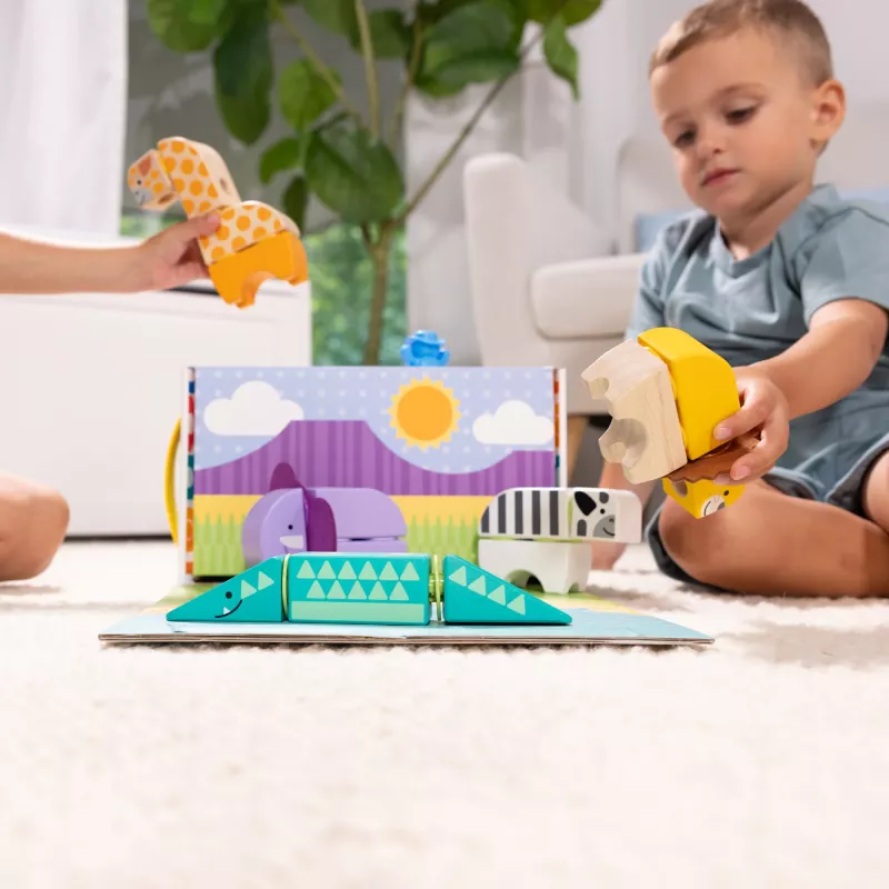 Zestaw konstrukcyjny Spin Master Melissa & Doug Blockables Safari Playset – figurki i klocki do układania