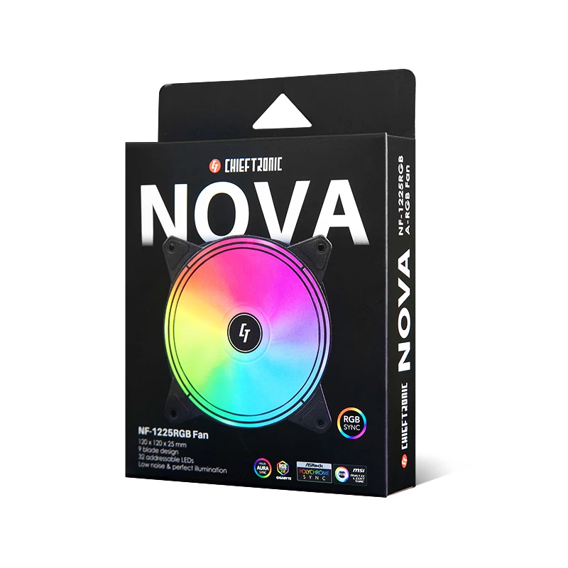 Chieftec NF-1225RGB system chłodzenia komputera Wentylator obudowy komputera 12 cm Czarny 1 szt.