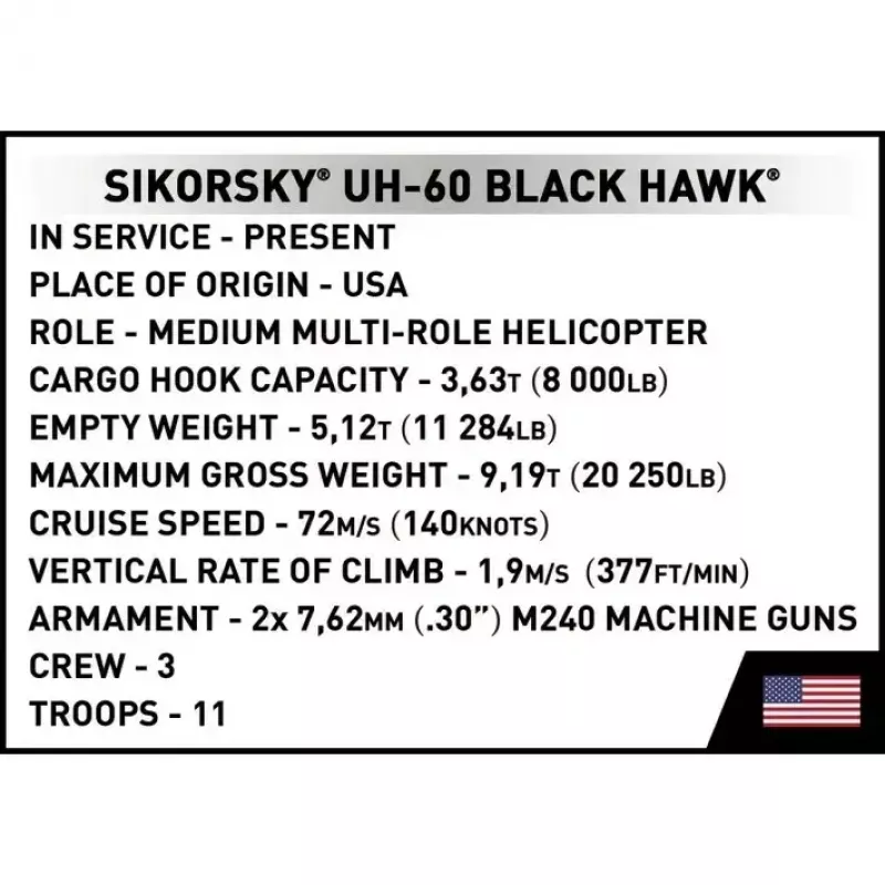 Zestaw konstrukcyjny Cobi Sikorsky UH-60 Czarny Hawk 928 klocków, model COBI-5906