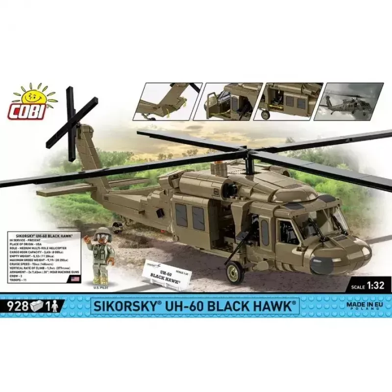 Zestaw konstrukcyjny Cobi Sikorsky UH-60 Czarny Hawk 928 klocków, model COBI-5906