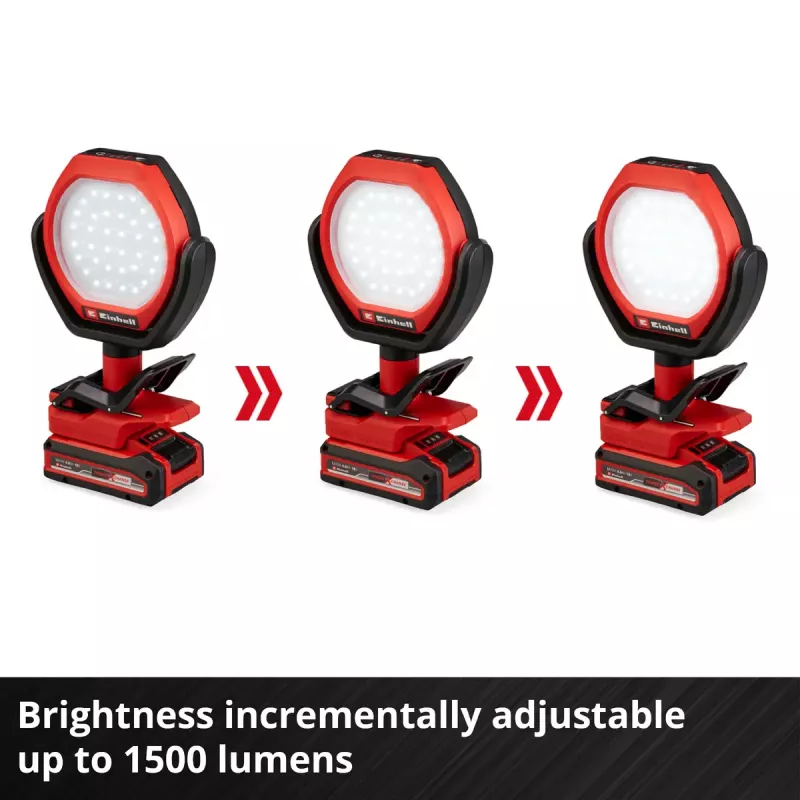 Lampa zewnętrzna akumulatorowa EINHELL GC-OL 18/1500 Li‑Solo — światło LED, bateria i ładowarka nie są dołączone