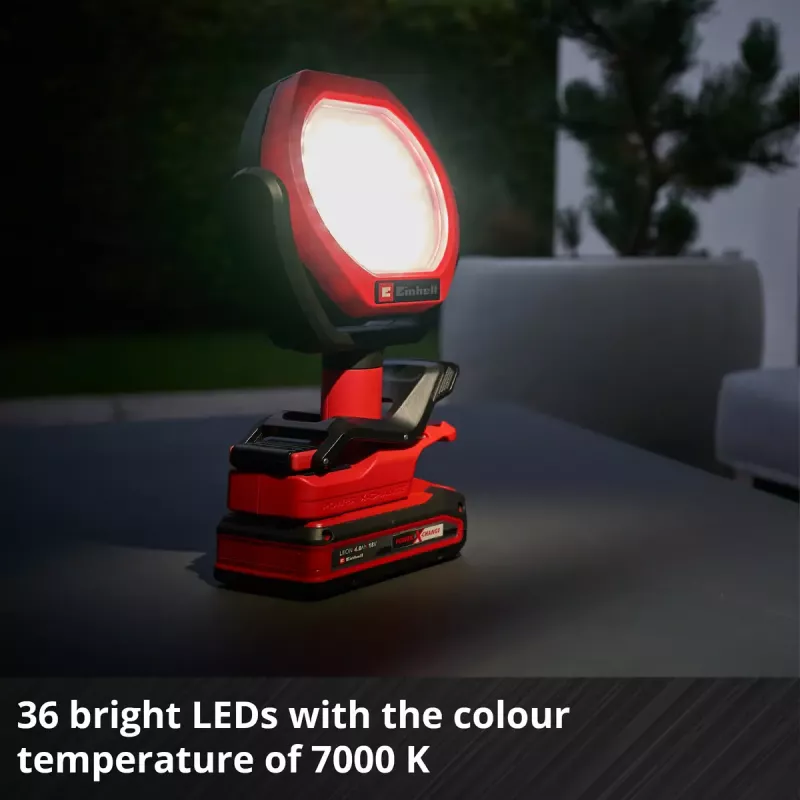Lampa zewnętrzna akumulatorowa EINHELL GC-OL 18/1500 Li‑Solo — światło LED, bateria i ładowarka nie są dołączone
