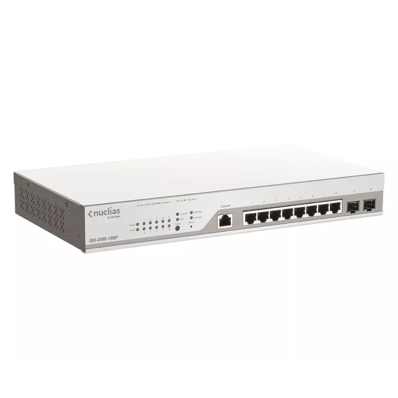 D-Link 10-portowy Gigabit PoE+ Nuclias Smart Managed Switch z 2 portami SFP