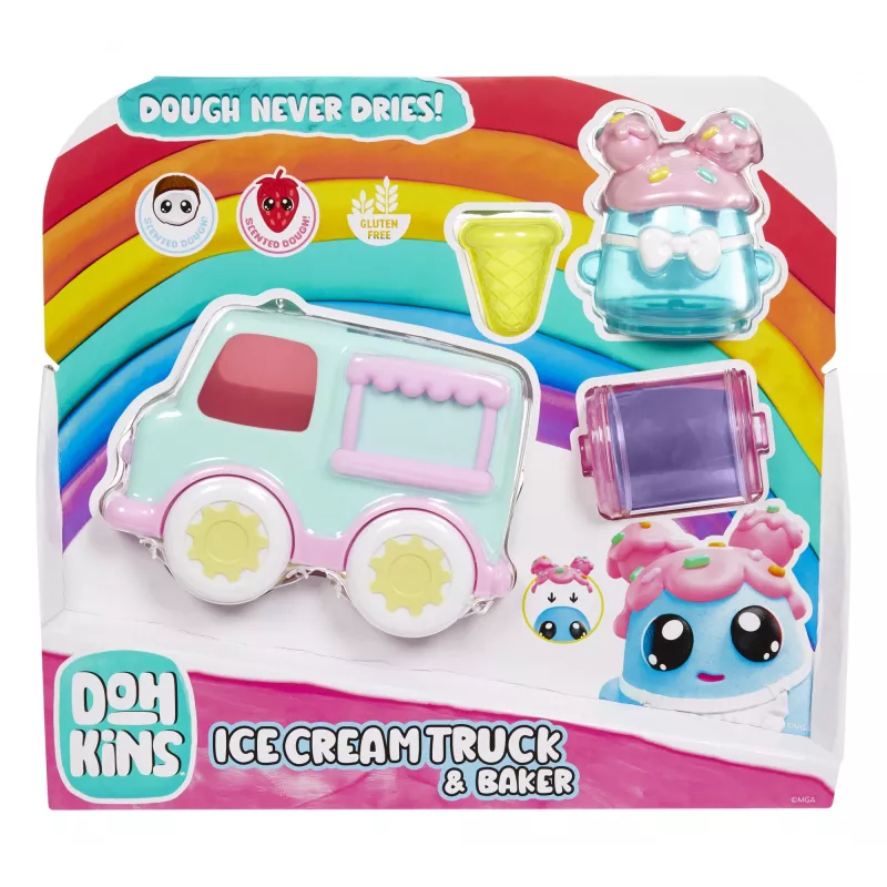 MGA Entertainment DohKins Ice Cream Truck & Baker, Zestaw ciastoliny do modelowania, Wielokolorowy, Dziecko, Chłopiec/Dziewczynka, 3 lat(a), 99 lat(a)