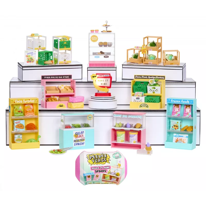 Miniverse Spaces Furniture Pack w PDQ, Kawiarnia, 8 lat, Wielokolorowy, Plastik