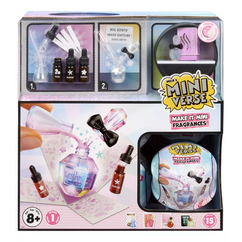 Miniverse Make It Mini Fragrances w PDQ, Zestaw do tworzenia perfum dla dzieci, 8 lat, Wielokolorowy