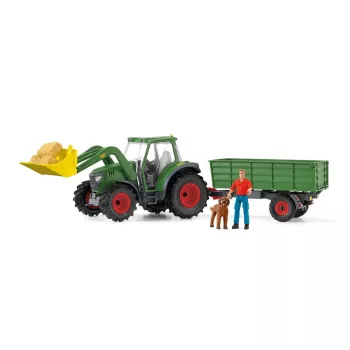Ciągnik z przyczepą Schleich FARM WORLD 42608 Czarny Zielony Czerwony Żółty